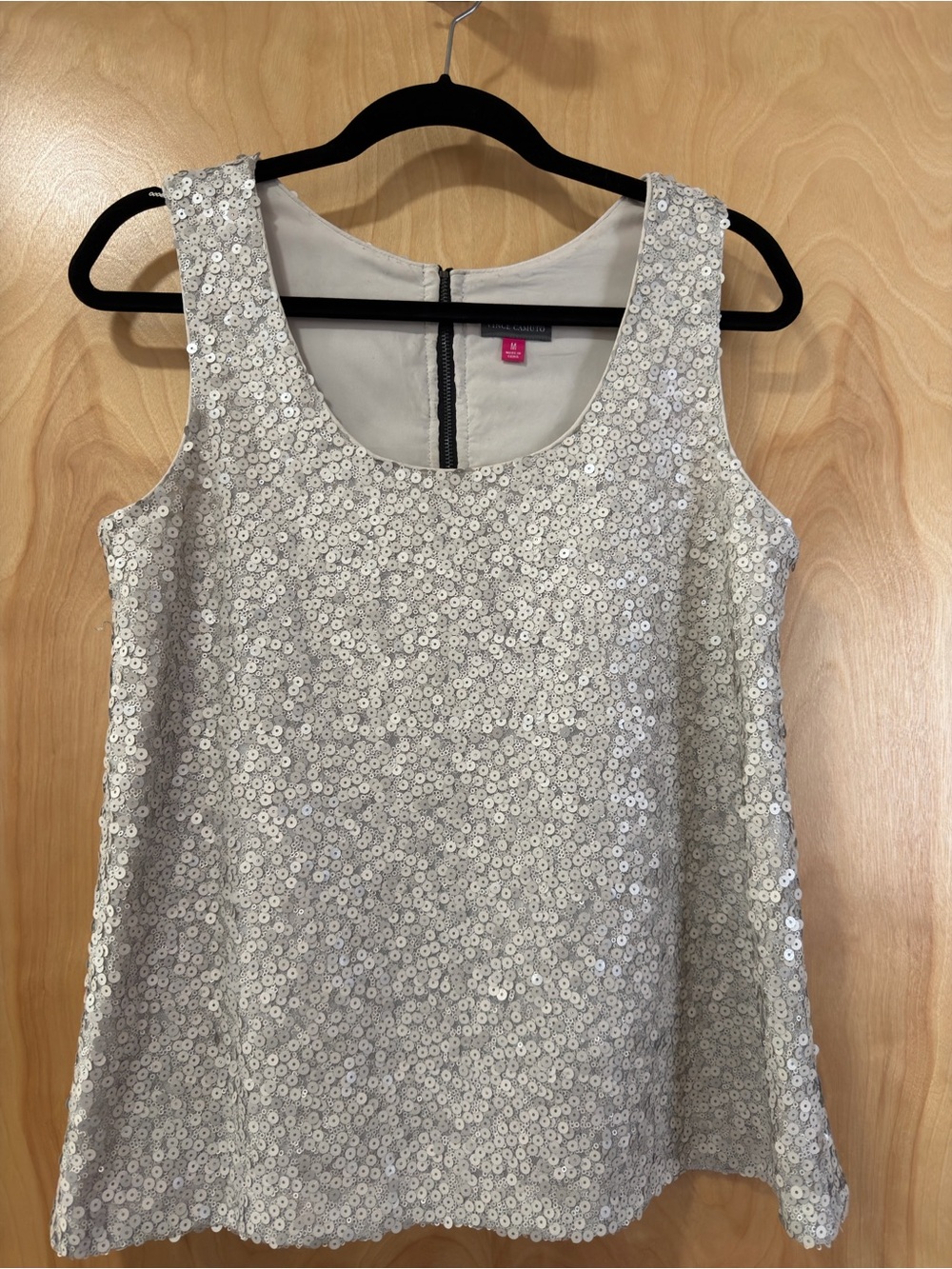 Vince Camuto Silver Sequin Scoop Neck Tank